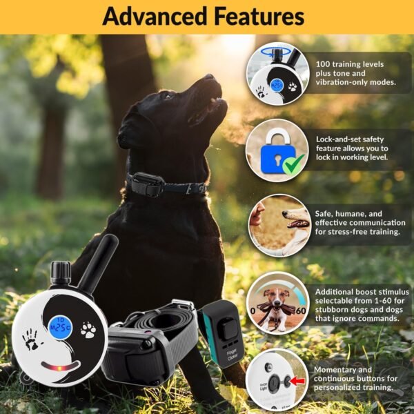 E-Collar – Educator ZEN-300-1/2 Mile Waterproof Remote Dog Training Collar Includes Premium Finger Clicker Trainer, 100 Programmable Levels + Vibration + Light + Sound