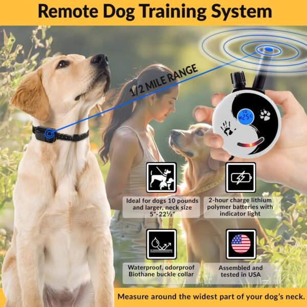 E-Collar – Educator ZEN-300-1/2 Mile Waterproof Remote Dog Training Collar Includes Premium Finger Clicker Trainer, 100 Programmable Levels + Vibration + Light + Sound