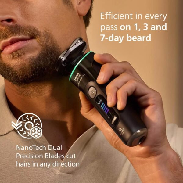 Philips Norelco Shaver i9000 Prestige Ultra, Wet & Dry Electric Shaver, Ink Black, SenseIQ Pro Technology, Triple Lift & Cut System, 360 Rotating NanoTech Precision Blades, 5 Shaving Modes, XP9400/89