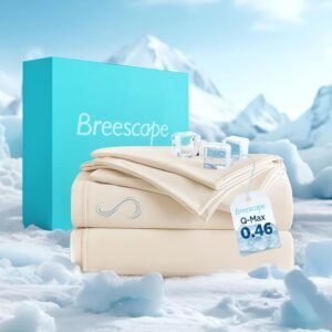 Breescape Cooling Sheet Set King Size - BlendTek™ Dry & Breescape Cooling Sheet Set King Size - BlendTek™ Dry & Cool Technology for Hot Sleepers and Night Sweats, Q-Max>0.46 Tech, Deep Pocket Up to 18", 360° Elastic Band, Ivory