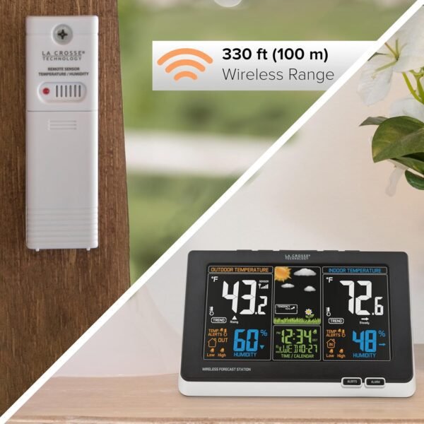 81jZRaU7aLL._SL1500_.jpg La Crosse Technology Advanced Weather Station with Full-Color LCD & Atomic Time - Monitor Indoor/Outdoor Conditions with Temperature Alerts and Humidity Readings with Transmission Range of 300 Feet