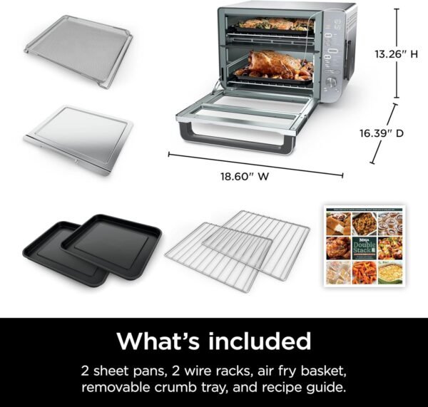 81wPWG1PwsL._AC_SL1500_.jpg Ninja Countertop Oven Double Stack XL & Air Fryer with Pro Cook System, 12-in-1, Flexdoor, FlavorSeal, SMART FINISH with DualZone Technology, Air Fryer, Bake, Broil, Reheat, Stainless Steel, DCT651