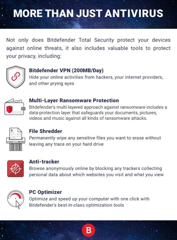 Bitdefender Total Security - 10 Devices | 2 year Subscription | PC/MAC |Activation Code by email