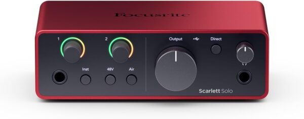 Focusrite Scarlett Solo 4th Gen USB Audio Interface, for the Guitarist, Vocalist, or Producer — High-Fidelity, Studio Quality Recording, and All the Software You Need to Record