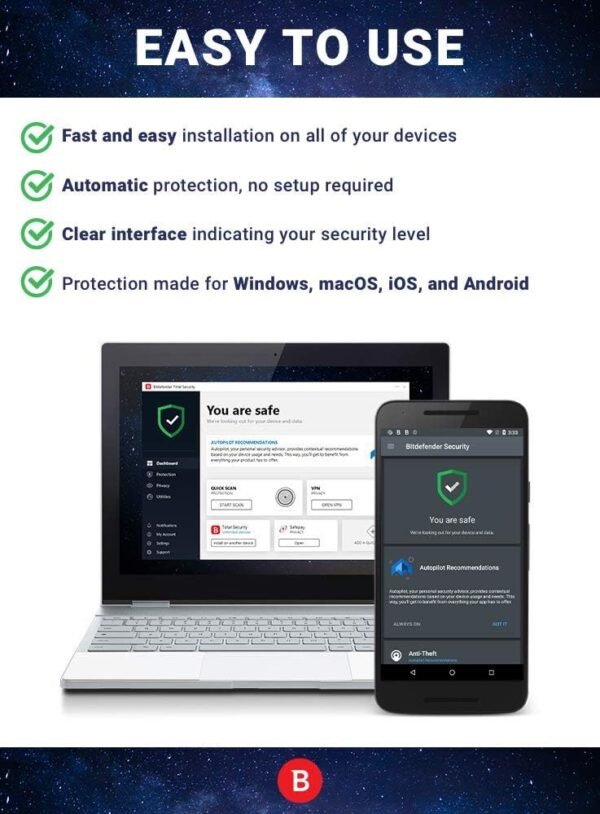 Bitdefender Total Security - 10 Devices | 2 year Subscription | PC/MAC |Activation Code by email