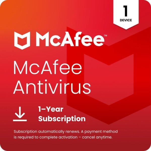 McAfee Antivirus 2025 Software | Real-Time PC Protection from New and Evolving Threats | Anti Virus Software 2025 for PC | 1-Year Subscription with Auto-Renewal | Download