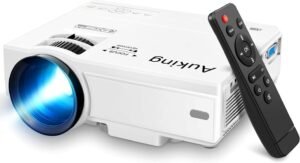 AuKing Projector, 2025 Upgraded Mini Projector, Full HD 1080P Home AuKing Projector, 2025 Upgraded Mini Projector, Full HD 1080P Home Theater Video Projector, Compatible with HDMI/USB/AV/Smartphone/TV Box/Laptop