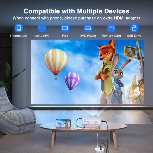 7105IJuSW0L._AC_SL1500_.jpg AuKing Projector, 2025 Upgraded Mini Projector, Full HD 1080P Home Theater Video Projector, Compatible with HDMI/USB/AV/Smartphone/TV Box/Laptop
