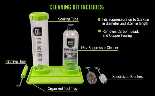 Breakthrough Clean Technologies Suppressor Cleaning Kit, 16oz. Removes Carbon and Lead depsosits