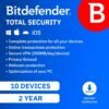 Bitdefender Total Security - 10 Devices | 2 year Subscription | PC/MAC |Activation Code by email