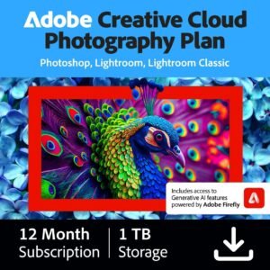 Adobe Creative Cloud Photography Plan 1TB (Photoshop + Lightroom) | Adobe Creative Cloud Photography Plan 1TB (Photoshop + Lightroom) | 12-month Subscription with auto-renewal