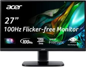 Acer KB272 EBI 27" IPS Full HD (1920 x 1080) Acer KB272 EBI 27" IPS Full HD (1920 x 1080) Zero-Frame Gaming Office Monitor | AMD FreeSync Technology | Up to 100Hz Refresh | 1ms (VRB) | Low Blue Light | Tilt | HDMI & VGA Ports,Black