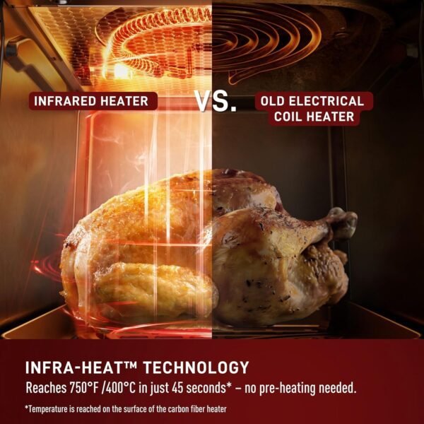 T-fal Infrared Air Fryer, 2x Faster Than Traditional Heating*, Large Air Fryer Toaster Oven Combo, 6 Qt Digital Touch Screen, 7-in-1 Cooking Functions, No-Shake Technology, 1550W, Black,