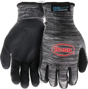 Boss Men's Coolmax Technology with Sandy Nitrile Coated Palm Boss Men's Coolmax Technology with Sandy Nitrile Coated Palm