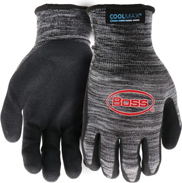 Boss Men's Coolmax Technology with Sandy Nitrile Coated Palm Boss Men's Coolmax Technology with Sandy Nitrile Coated Palm