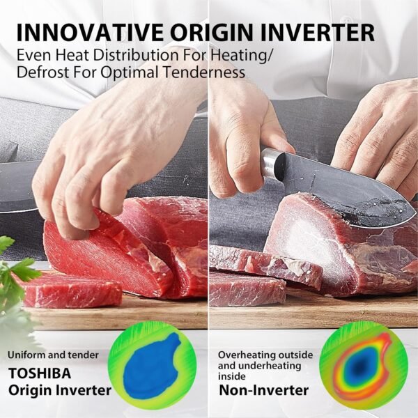 TOSHIBA ML-EM45PIT(SS) Countertop Microwave Oven with Inverter Technology, Kitchen Essentials, Smart Sensor, Auto Defrost, 1.6 Cu.ft, 13.6" Removable Turntable, 33lb.&1250W, Stainless Steel