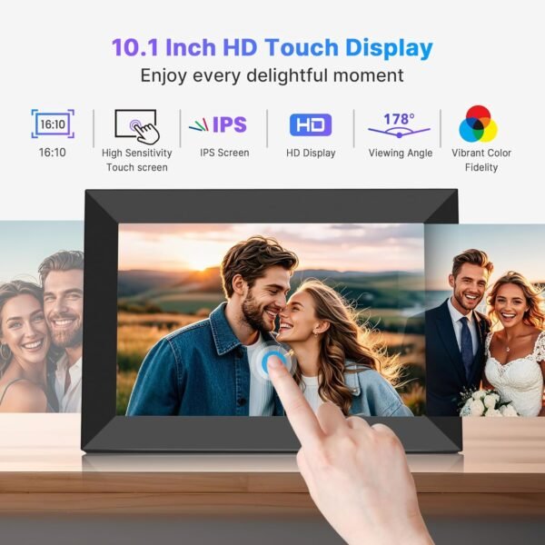 Uhale Digital Picture Frame 32GB Storage 10.1 Inch WiFi Electronic Photo Frames SD Card Slot IPS Touch Screen HD Display Auto Rotate Slideshow Share Videos Photos Instantly Send Wishes Remotely