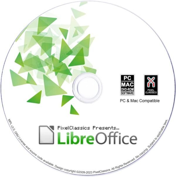 LibreOffice 2025 on CD Disc | Compatible with Microsoft Office 2024 One Time Purchase, Lifetime License & Free Updates | Open, Edit and Save Word, Excel and PowerPoint Files | Windows PC & Mac