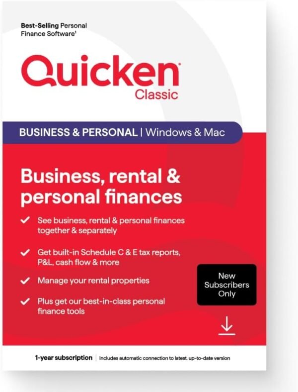 QUICKEN CLASSIC BUSINESS & PERSONAL FOR NEW SUBSCRIBERS| 1 Year [PC/Mac Online code]