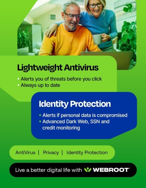 Webroot Premium 2025 with Allstate Identity Protection | 10 Device, 1 Year | Antivirus and Internet Security Software, Advanced Dark Web Monitoring, Password Manager | NEW [Online Code]