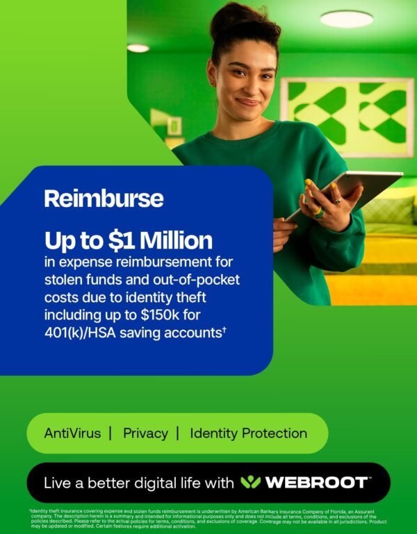 Webroot Premium 2025 with Allstate Identity Protection | 10 Device, 1 Year | Antivirus and Internet Security Software, Advanced Dark Web Monitoring, Password Manager | NEW [Online Code]