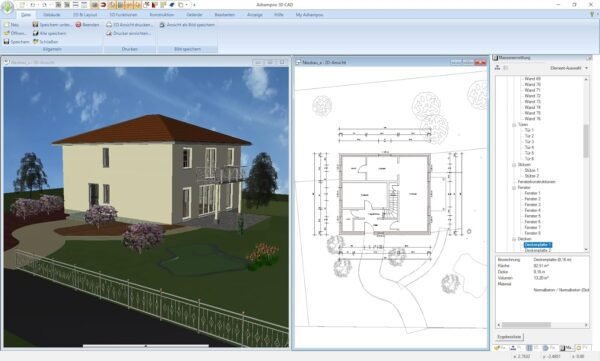 Home design and 3D construction software compatible with Windows 11, 10, 8.1, 7 - Plan and design buildings from initial rough sketches to the finished blueprints - 3D CAD 8 Professional