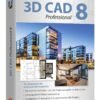 Home design and 3D construction software compatible with Windows 11, 10, 8.1, 7 - Plan and design buildings from initial rough sketches to the finished blueprints - 3D CAD 8 Professional