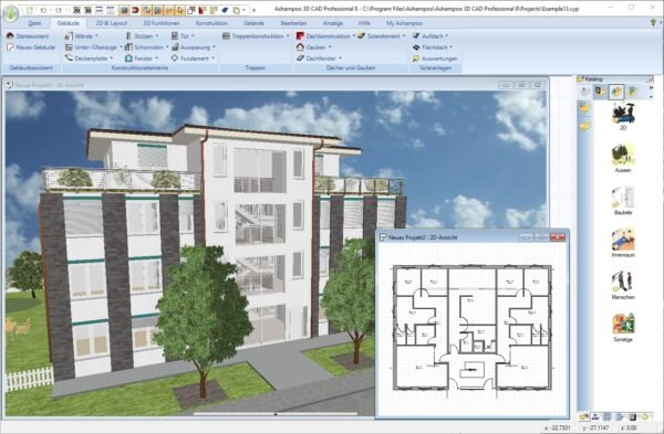 Home design and 3D construction software compatible with Windows 11, 10, 8.1, 7 - Plan and design buildings from initial rough sketches to the finished blueprints - 3D CAD 8 Professional