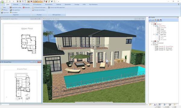 Home design and 3D construction software compatible with Windows 11, 10, 8.1, 7 - Plan and design buildings from initial rough sketches to the finished blueprints - 3D CAD 8 Professional