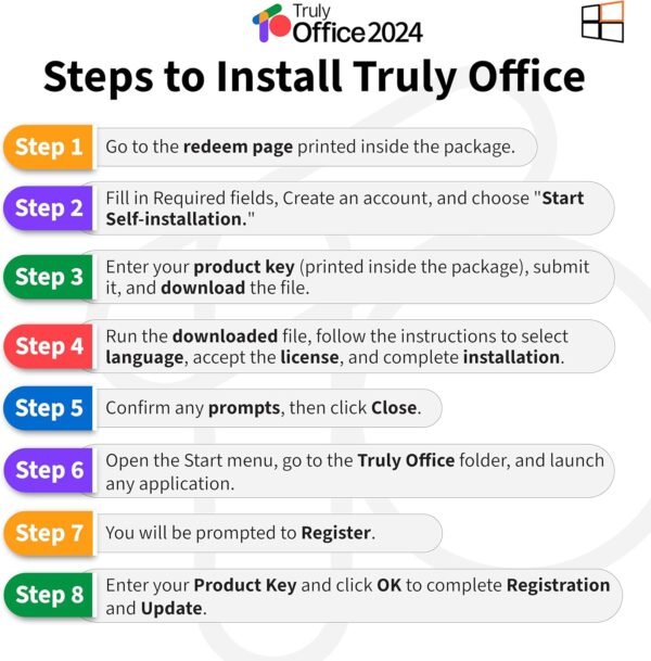 TrulyOffice 2024 Student Lifetime License for Windows | 3 in 1 All Access TrulyOffice Suite | Words, Sheets, Slides | 2 Users | Physical Activation Card