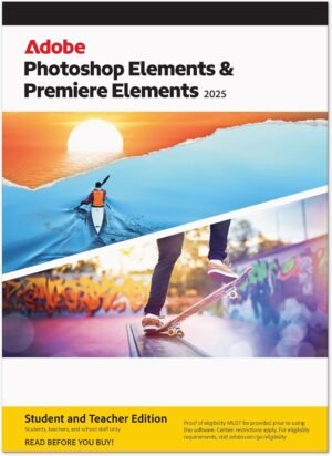 Adobe Photoshop Elements 2025 & Premiere Elements 2025 Student & Adobe Photoshop Elements 2025 & Premiere Elements 2025 Student & Teacher Edition | PC/Mac Code | Box with Download Code | Photo & Video Editing | 3-year term license | Activation Required