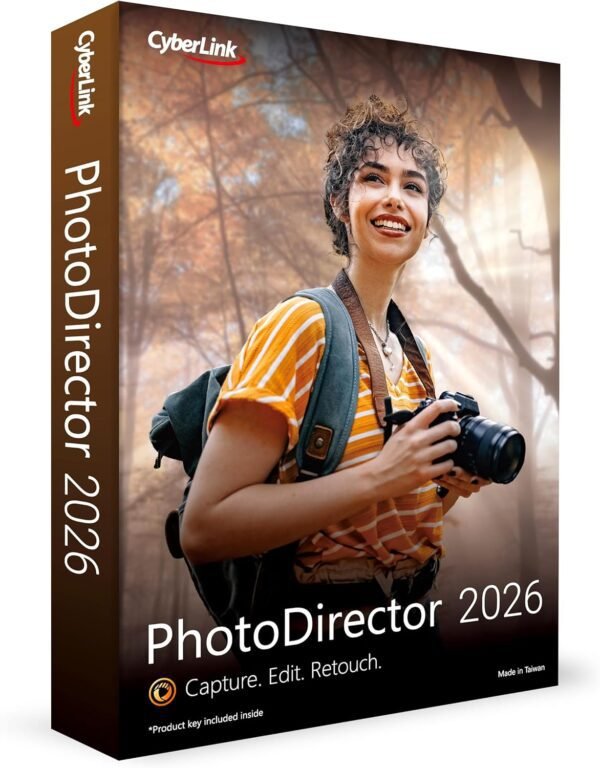 CyberLink PhotoDirector 2026 | Generative AI Photo Editor | AI Tools, Layer Editing, Photo Retouching, Creative Effects & Design | Box with Download Code