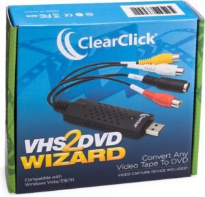 ClearClick VHS To DVD Wizard with USB Video Grabber & Free USA Tech Support