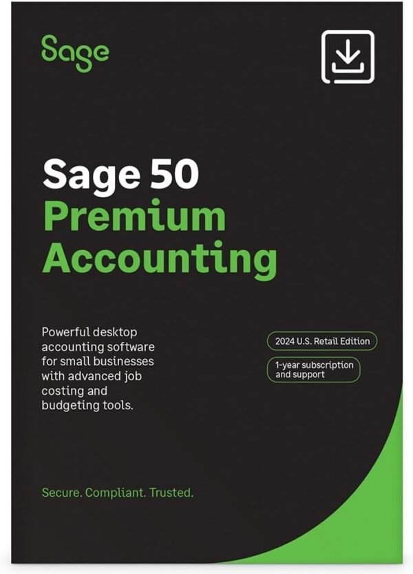 Sage 50 Premium Accounting 2024 U.S. 3-User 1-Year Subscription Small Business Accounting Software [PC Download]