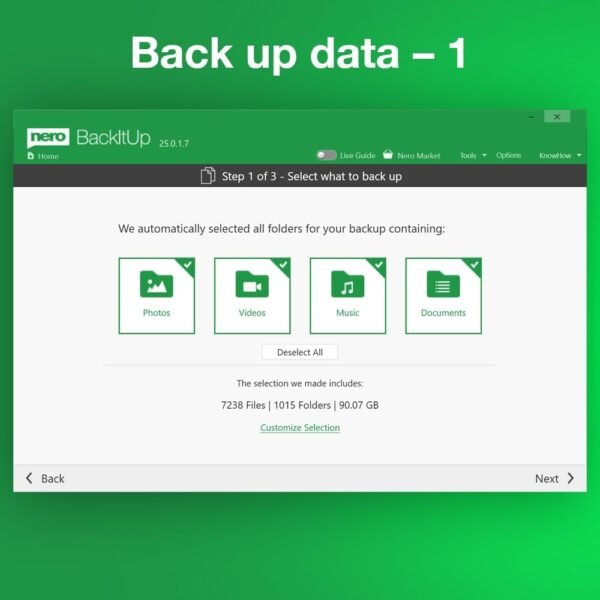 Nero Backup software | data backup, data recovery, cloud, auto backup, recovery, fully automated backups | Unlimited license | 1 PC | Windows 11/10/8/7