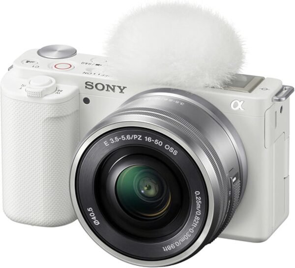 Sony ZV-E10 Mirrorless Camera with 16-50mm Lens, 128GB ExtreemSpeed Memory,Microphone, 120LED Video Light, Tripod, Filters, Spare Battery & Charger, Editing Software Kit -Deluxe Bundle (White)