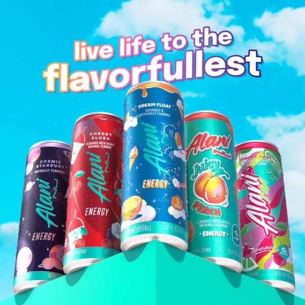 Alani Nu DREAM FLOAT, Sugar Free, Low Calorie Energy Drinks, 200mg Caffeine, Biotin, B Vitamins, Zero Sugar, 10 Calories, 12 Fl Oz Cans, 24 Pack