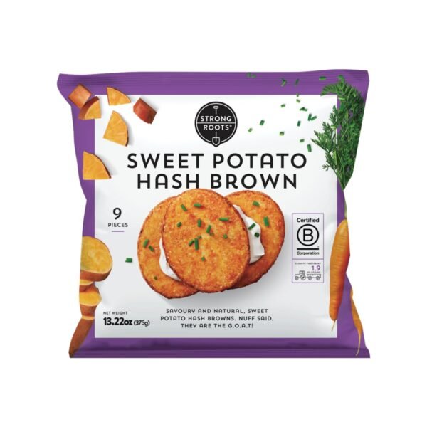 Strong Roots Sweet Potato Hash Browns, 7 Frozen Patties, Vegan Strong Roots Sweet Potato Hash Browns, 7 Frozen Patties, Vegan & Gluten Free, Low in Sugar, Salt & Saturated Fat, No Trans Fat