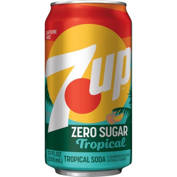 7UP Tropical Zero Sugar Soda, 12 fl oz cans, 12 pack