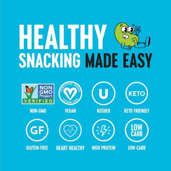 71Geo7NZ57L._SL1500_.jpg The Only Bean Crunchy Dry Roasted Edamame Snacks (Sea Salt), Healthy High Protein(11g) Keto Food, Low Carb Gluten Free Office Vegan Food 100 Calorie Snack Pack, 0.9oz 10 Pack