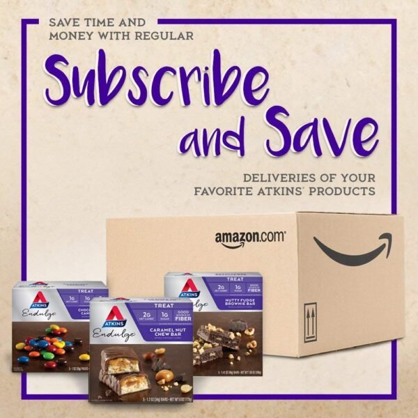 Atkins Endulge Caramel Nut Chew Bar, Nut Bar, Low Sugar Treat, High in Fiber, 10 Count