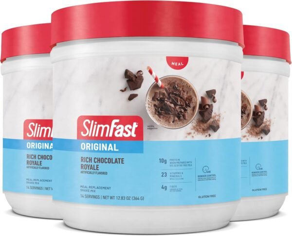 SlimFast Meal Replacement Powder, Original Rich Chocolate Royale, Weight Loss SlimFast Meal Replacement Powder, Original Rich Chocolate Royale, Weight Loss Shake Mix, 10g of Protein, 14 Servings (Pack of 3) (Packaging May Vary)