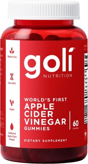 Goli Apple Cider Vinegar Gummy Vitamins - 60 Count - Vitamin B12, Gelatin-Free, Gluten-Free, Vegan & Non-GMO