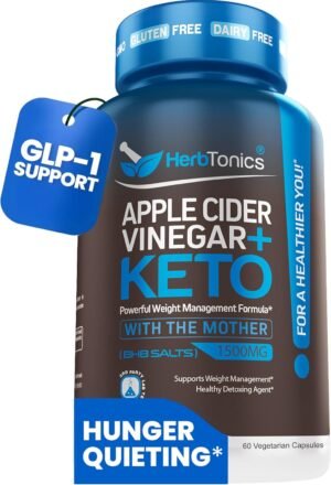 Herbtonics Metabolic Optimizer & Satiety Complex | Apple Cider Vinegar Herbtonics Metabolic Optimizer & Satiety Complex | Apple Cider Vinegar + BHB Capsules | Supports Healthy GLP-1 Levels, Fullness, Appetite, Craving & Weight Management | 60 Capsules
