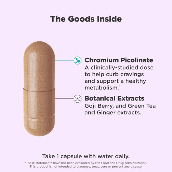 OLLY Combat Cravings, Metabolism & Energy Support Supplement,1000 mcg Chromium, Green Tea, Goji Berry, Ginger - 30 Count