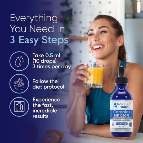 71YsVxNNN3L._AC_SL1500_.jpg BioSource Labs Complex Diet Drops – Best Natural Drops for Men and Women (1 Bottle, 2 fl oz) - 30 Day Supply