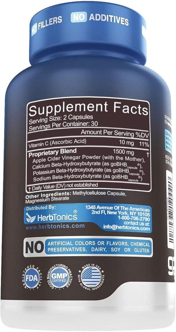 Herbtonics Metabolic Optimizer & Satiety Complex | Apple Cider Vinegar + BHB Capsules | Supports Healthy GLP-1 Levels, Fullness, Appetite, Craving & Weight Management | 60 Capsules