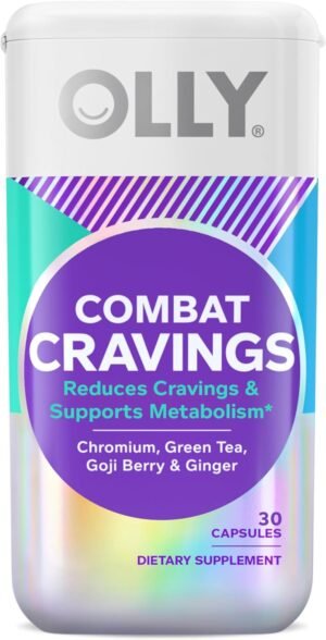 OLLY Combat Cravings, Metabolism & Energy Support Supplement,1000 mcg Chromium, OLLY Combat Cravings, Metabolism & Energy Support Supplement,1000 mcg Chromium, Green Tea, Goji Berry, Ginger - 30 Count