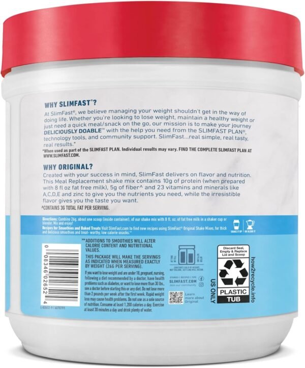 71hc-DvIXAL._AC_SL1500_.jpg SlimFast Meal Replacement Powder, Original Rich Chocolate Royale, Weight Loss Shake Mix, 10g of Protein, 14 Servings (Pack of 3) (Packaging May Vary)