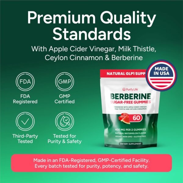 GLP-1 Support Supplement, Sugar-Free Berberine Complex Gummies with Ceylon Cinnamon, Milk Thistle, and ACV [AMPK Metabolic Activator] Berberine Supplement for Appetite Support | Diet Kits & Systems